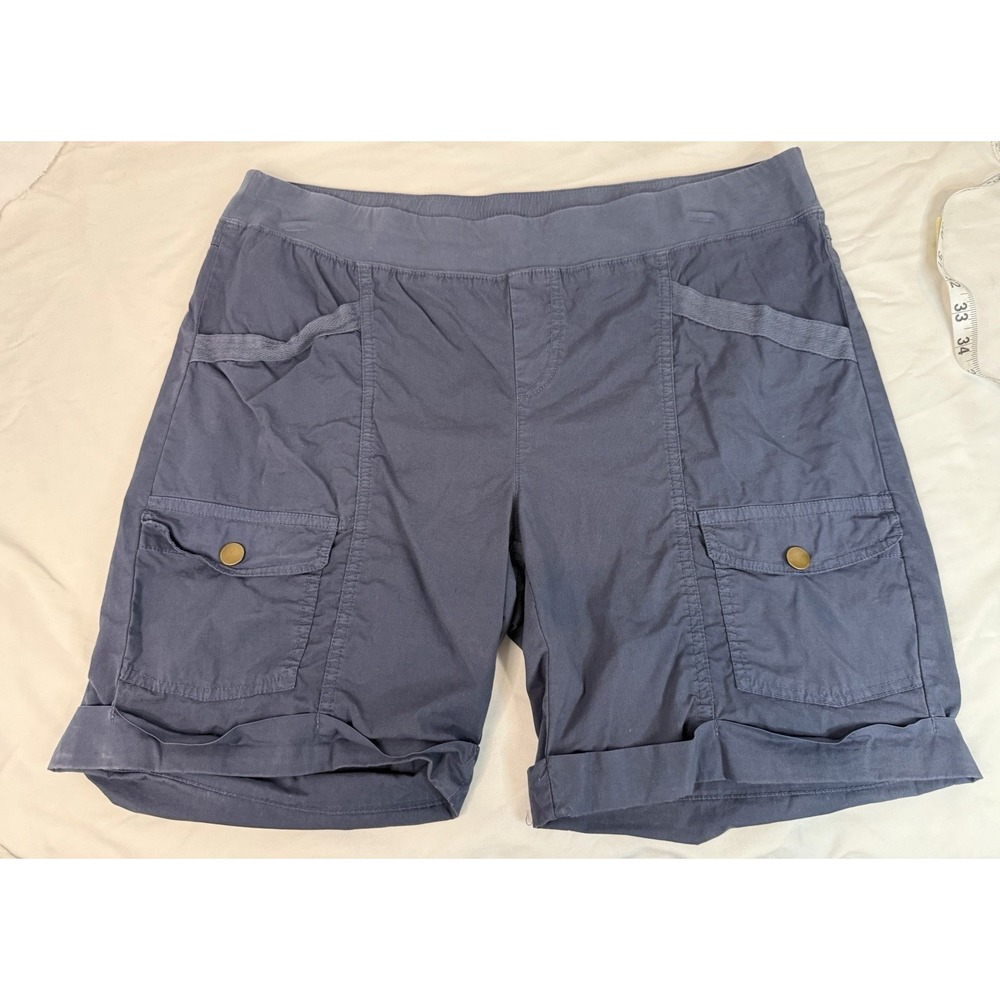 Wearables Blue Cargo Shorts Women XL Elastic Waist Stretch Casual Hiking Comfort